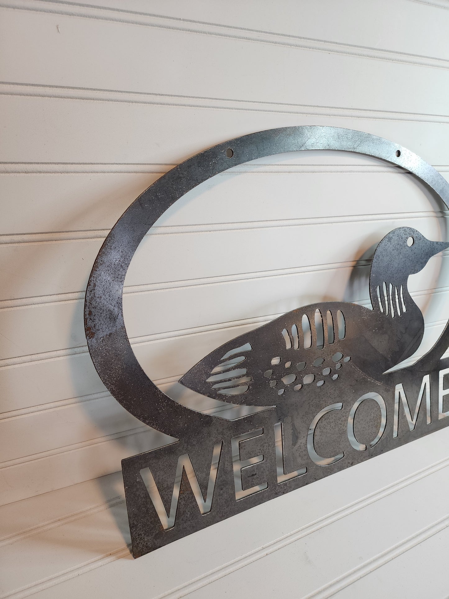 Metal Loon Welsome Sign, Lake Decor, Lake Life, Swimming Loon