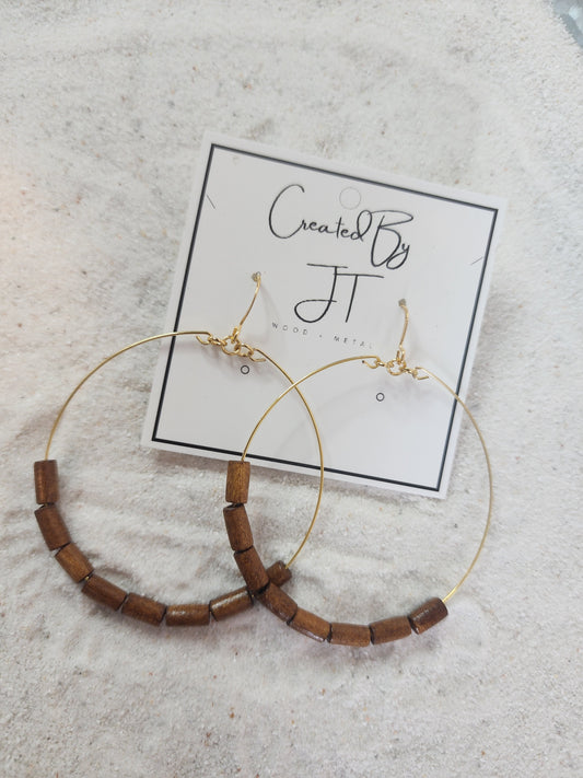 Wildwood Hoops With Wood Tube Bead