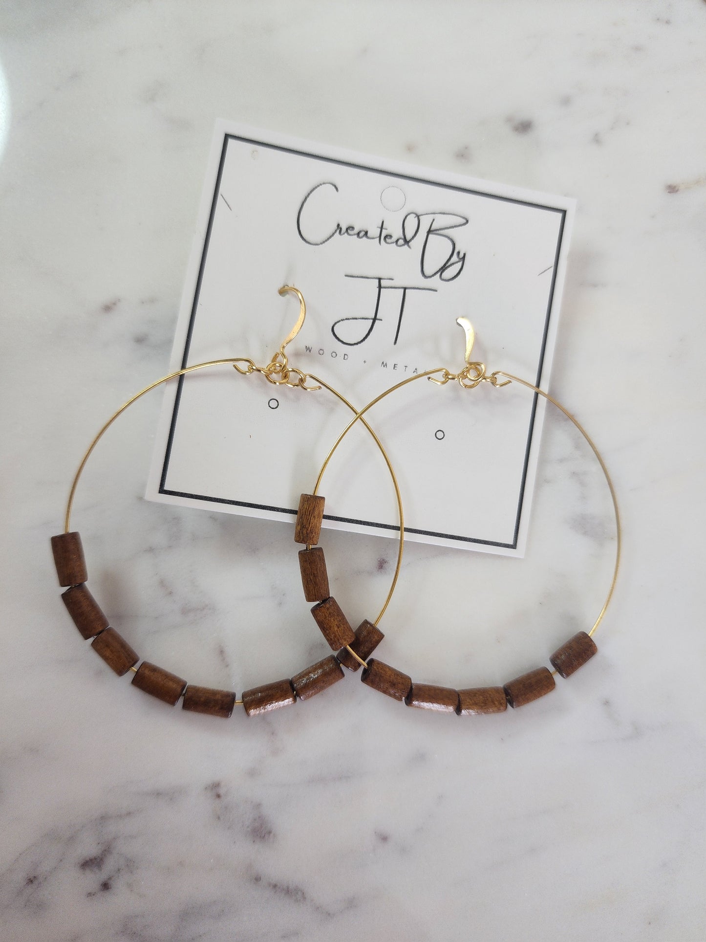 Wildwood Hoops With Wood Tube Bead