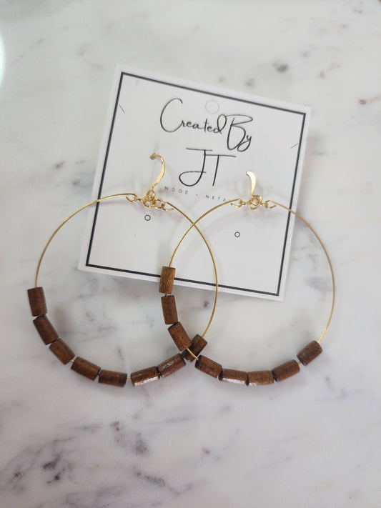 Wildwood Hoops With Wood Tube Bead