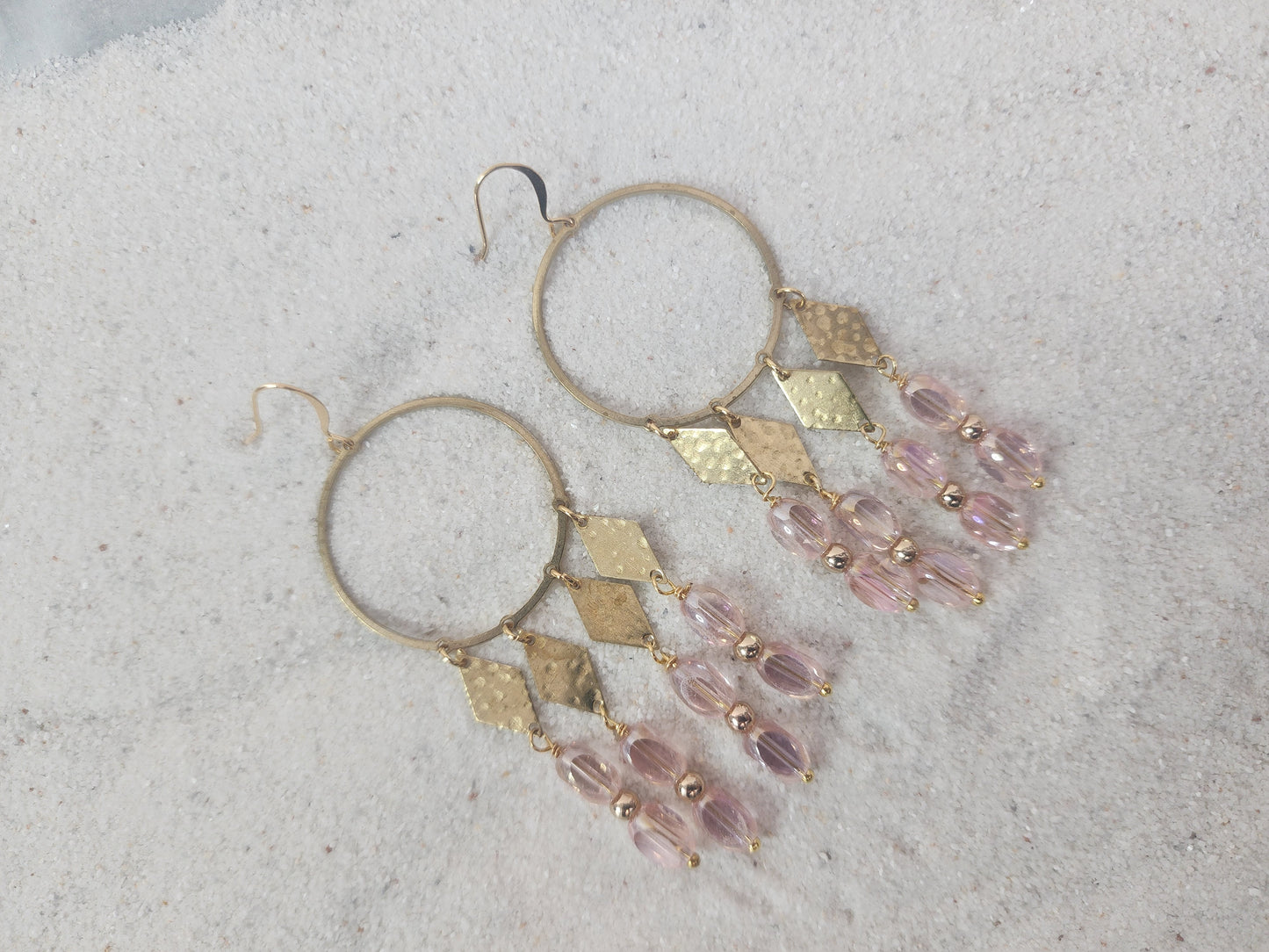 Grace Collection Glass Bead, Drop Hoop Earrings