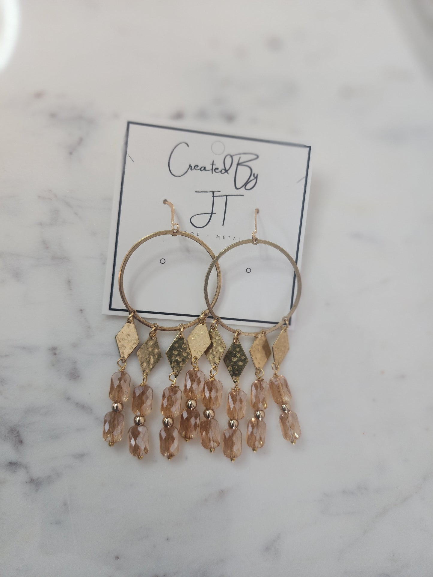 Grace Collection Glass Bead, Drop Hoop Earrings