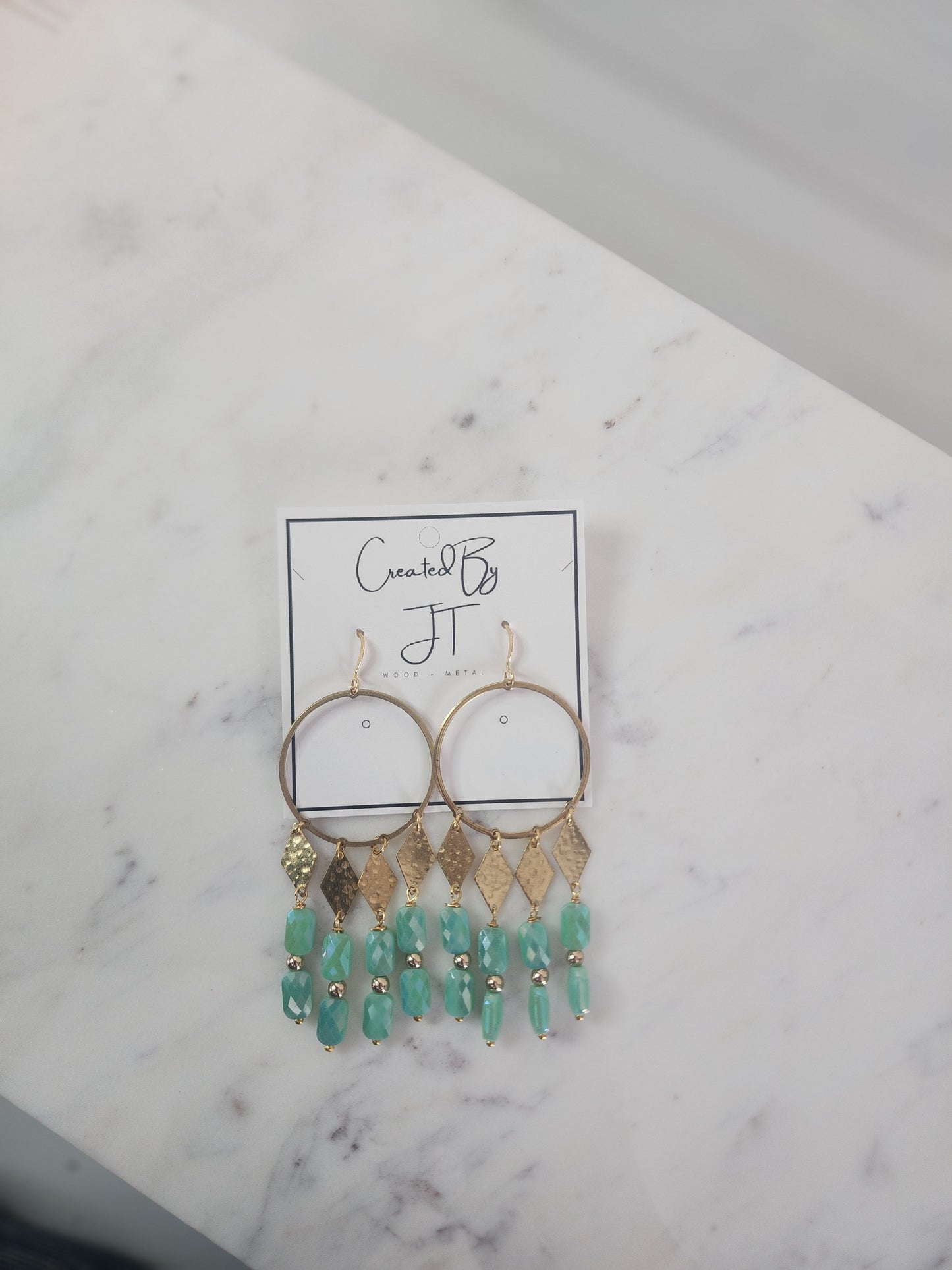 Grace Collection Glass Bead, Drop Hoop Earrings