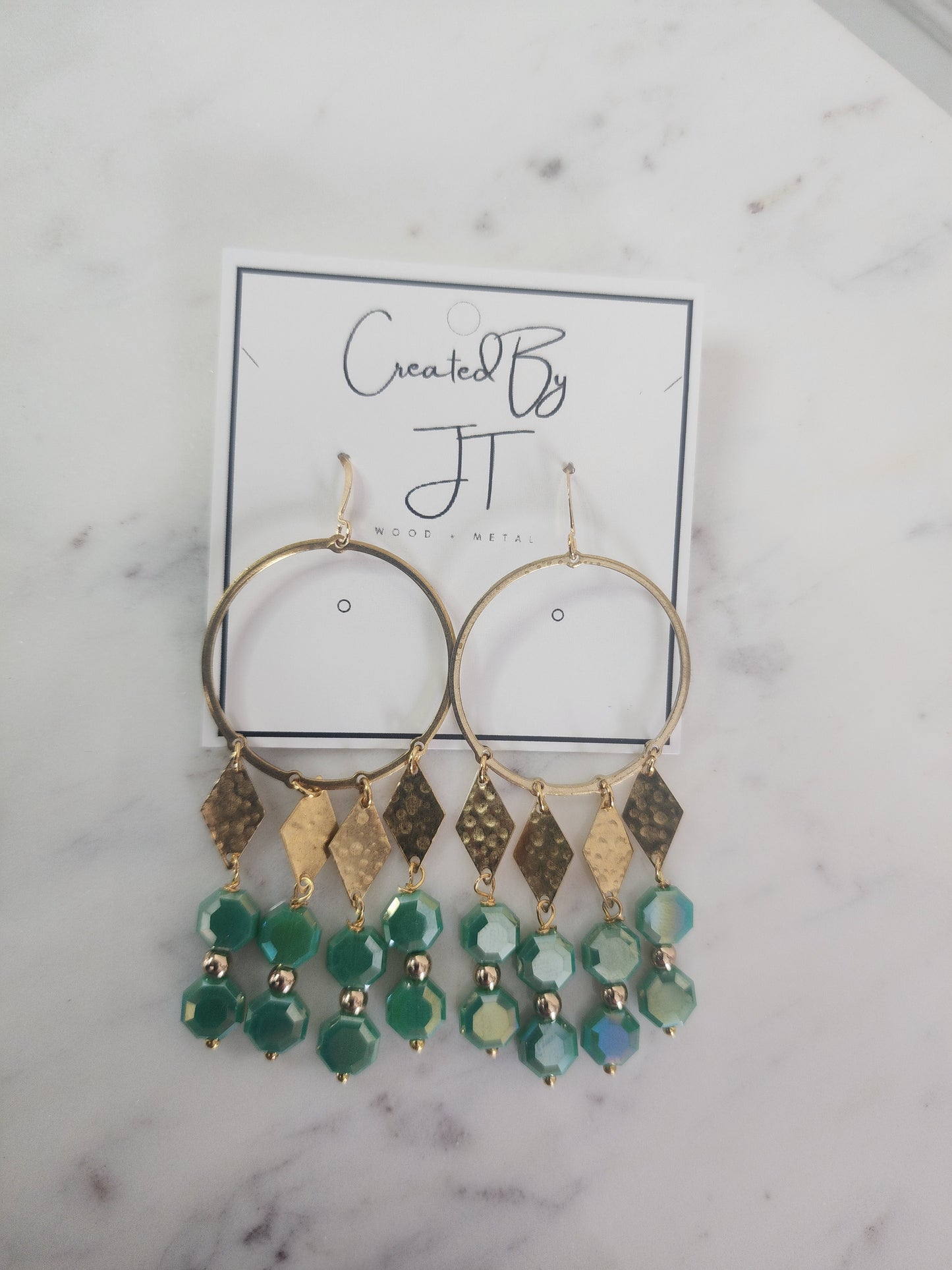 Grace Collection Glass Bead, Drop Hoop Earrings