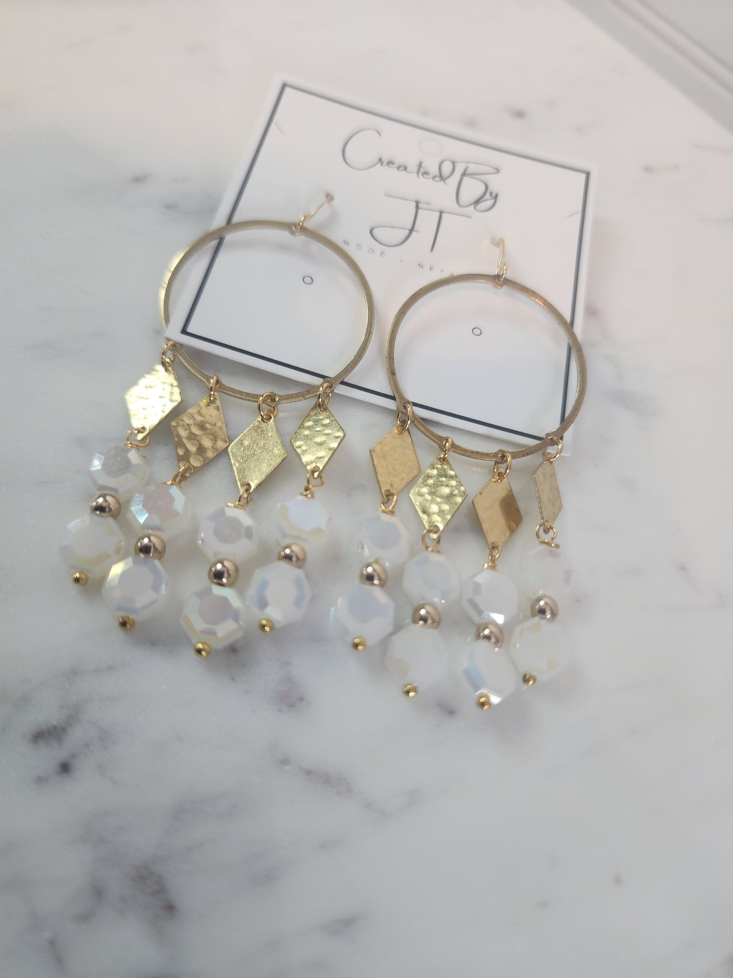 Grace Collection Glass Bead, Drop Hoop Earrings