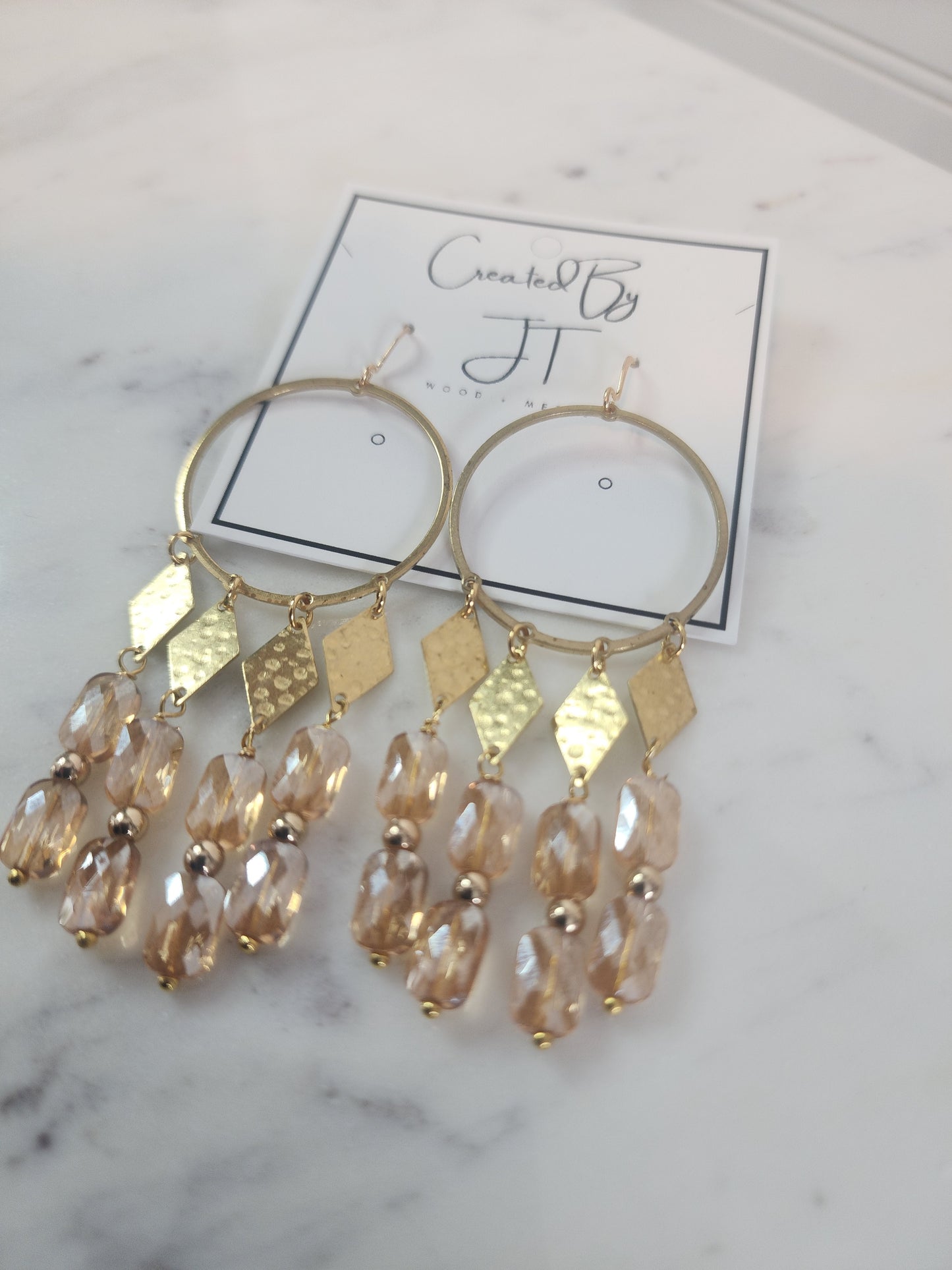 Grace Collection Glass Bead, Drop Hoop Earrings