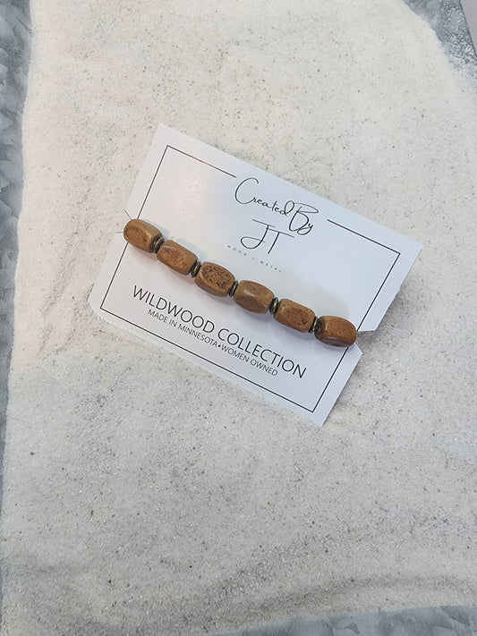 Wildwood Rectangle Wood Bead Bracelet