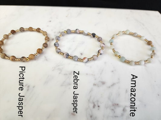 Picture Jasper Gemstone Bead Bracelet