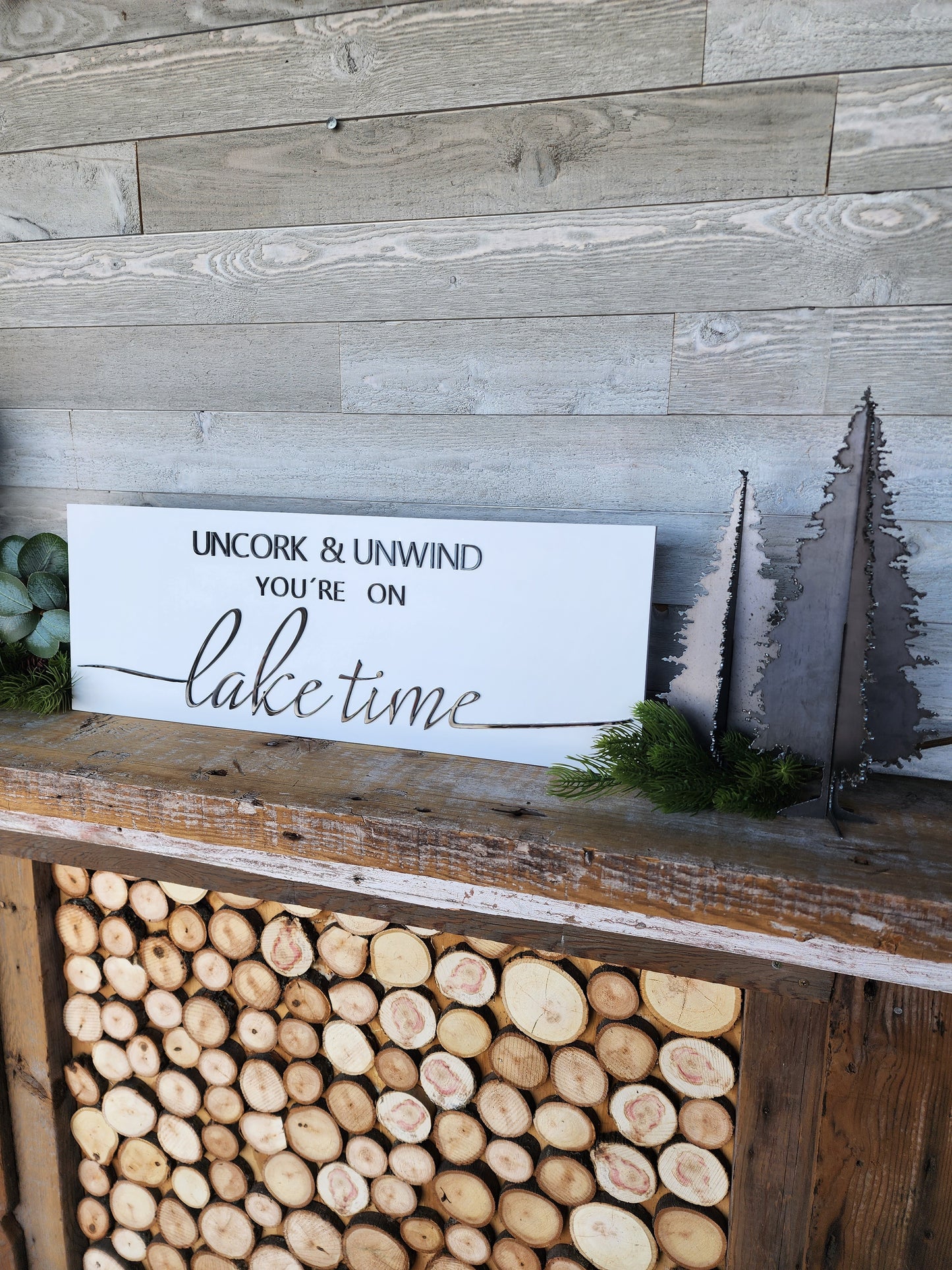 Uncork And Unwind Your On Lake Time Wooden Sign I Lake Decor I Cabin Decor