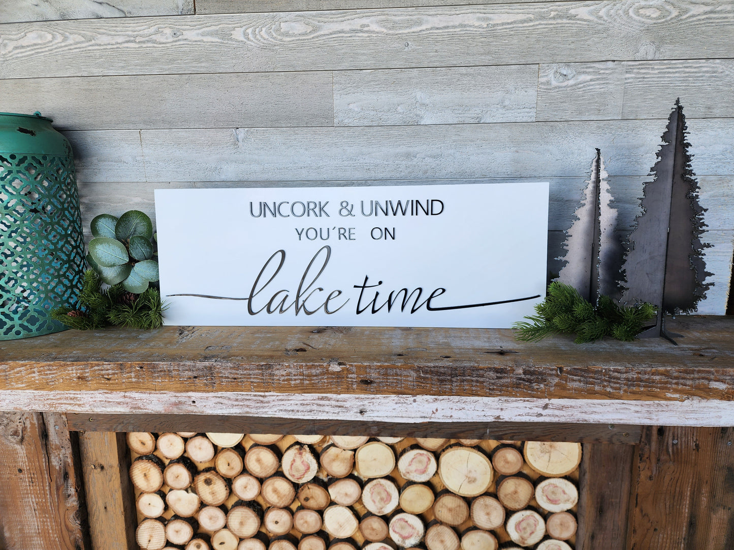 Uncork And Unwind Your On Lake Time Wooden Sign I Lake Decor I Cabin Decor