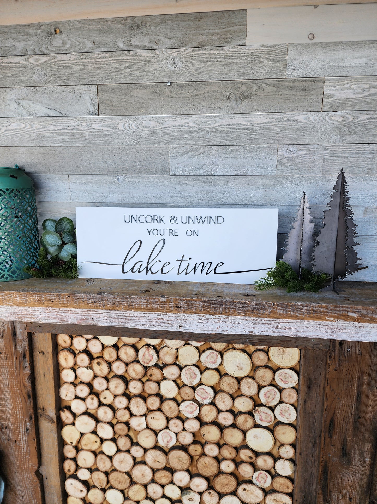Uncork And Unwind Your On Lake Time Wooden Sign I Lake Decor I Cabin Decor