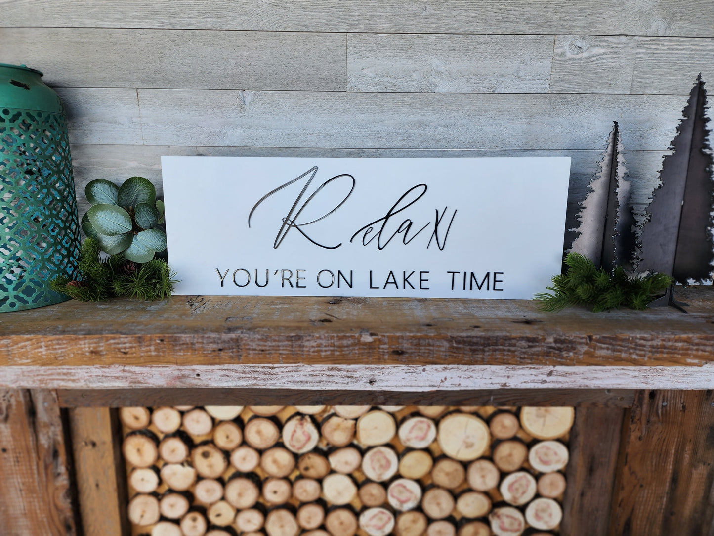 Relax Your On Lake Time Wood Sign I Lake Decor I Cabin Decor I Fireplace Decoration