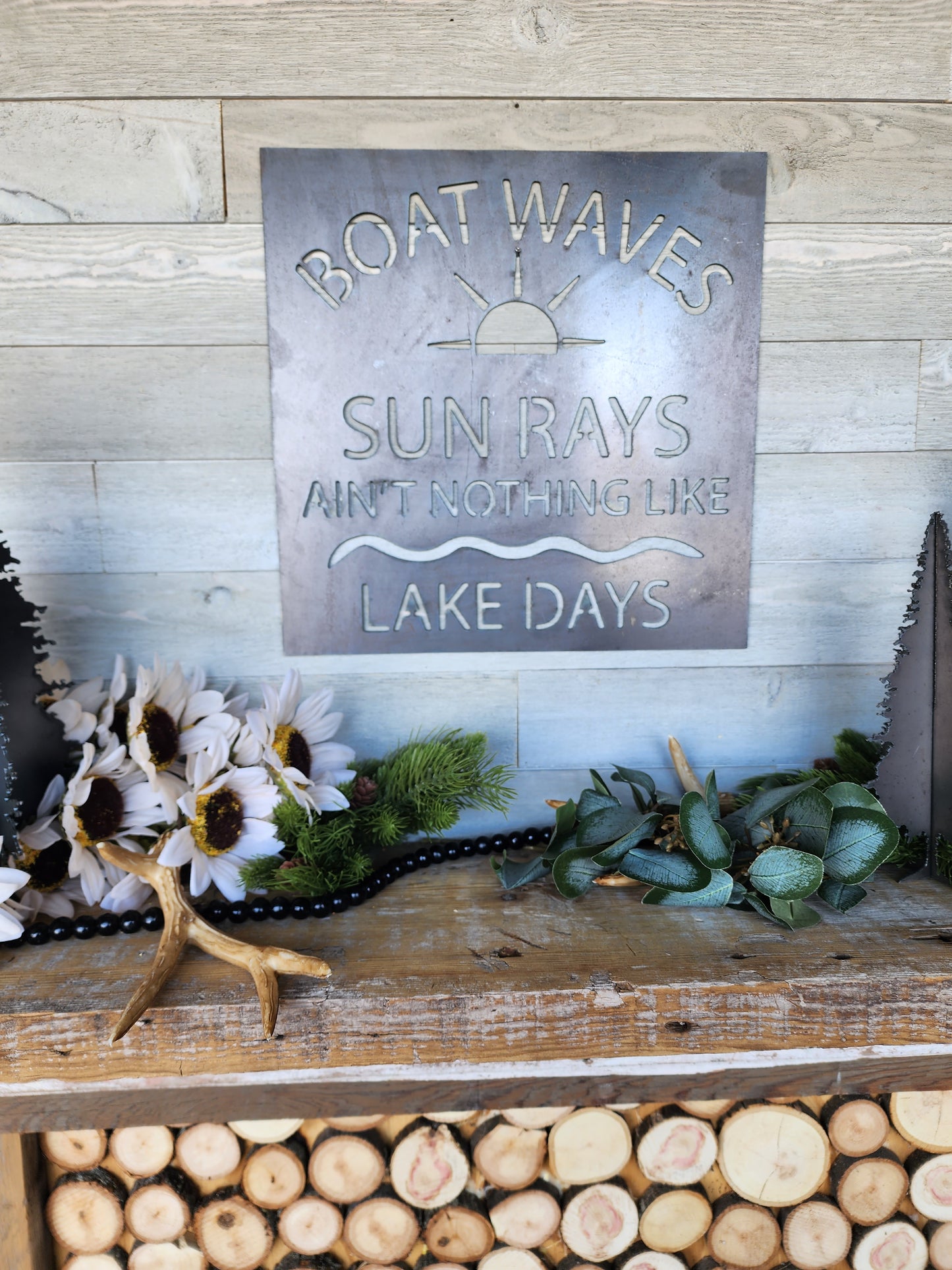 Boat Waves and Lake Days Metal Sign, Lake Cabin Sign, Outdoor Lake Decor