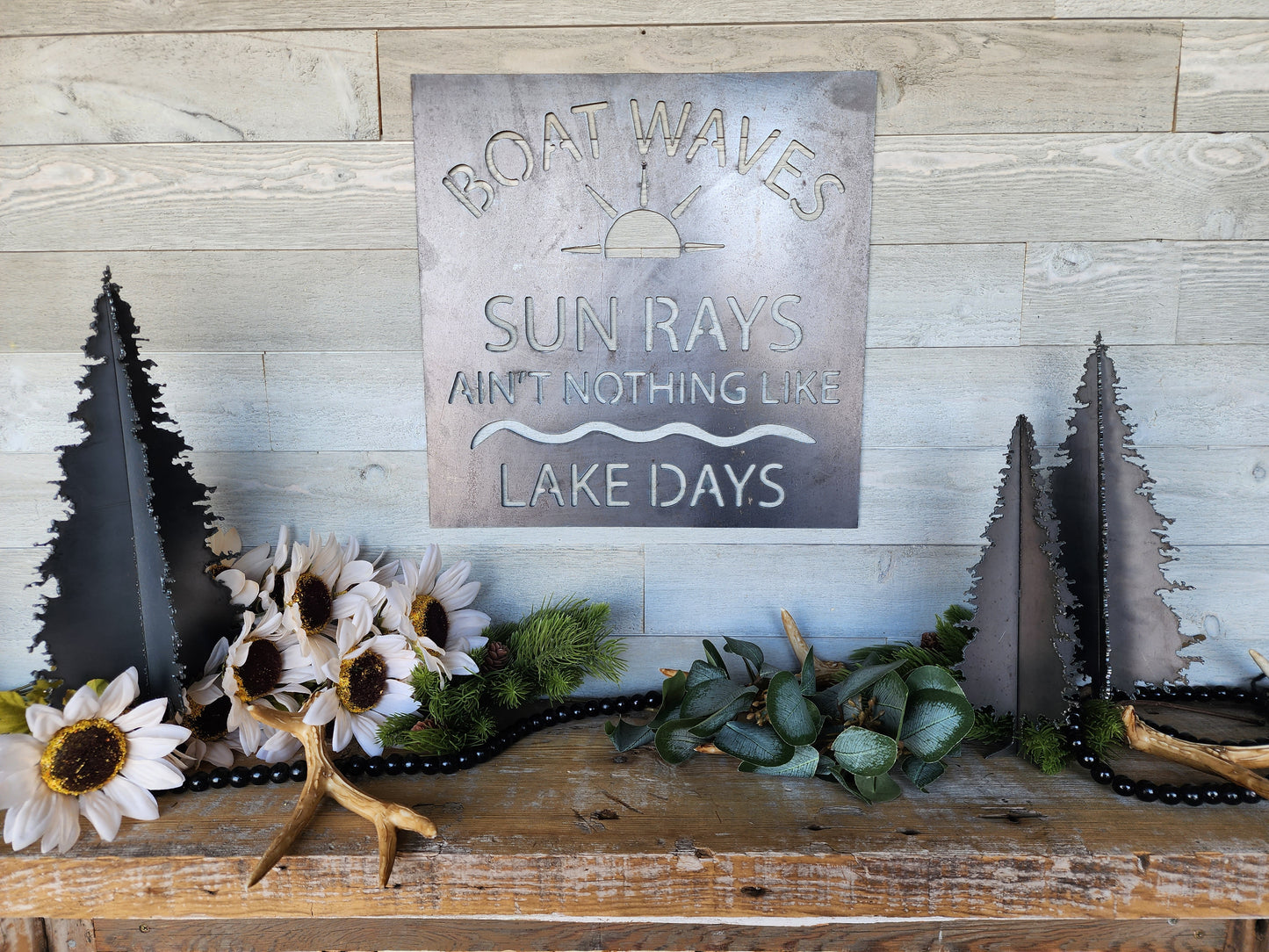 Boat Waves and Lake Days Metal Sign, Lake Cabin Sign, Outdoor Lake Decor