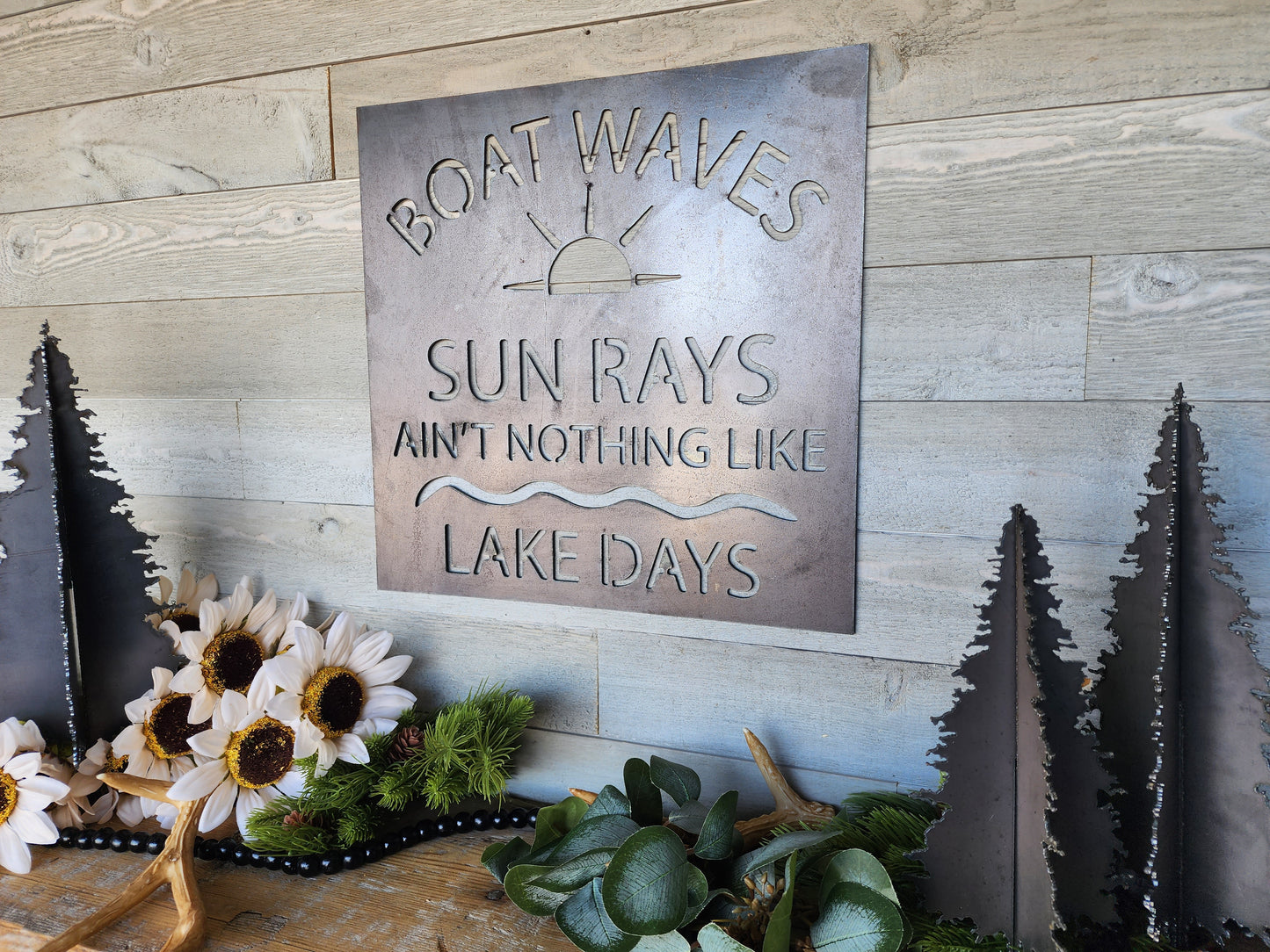 Boat Waves and Lake Days Metal Sign, Lake Cabin Sign, Outdoor Lake Decor