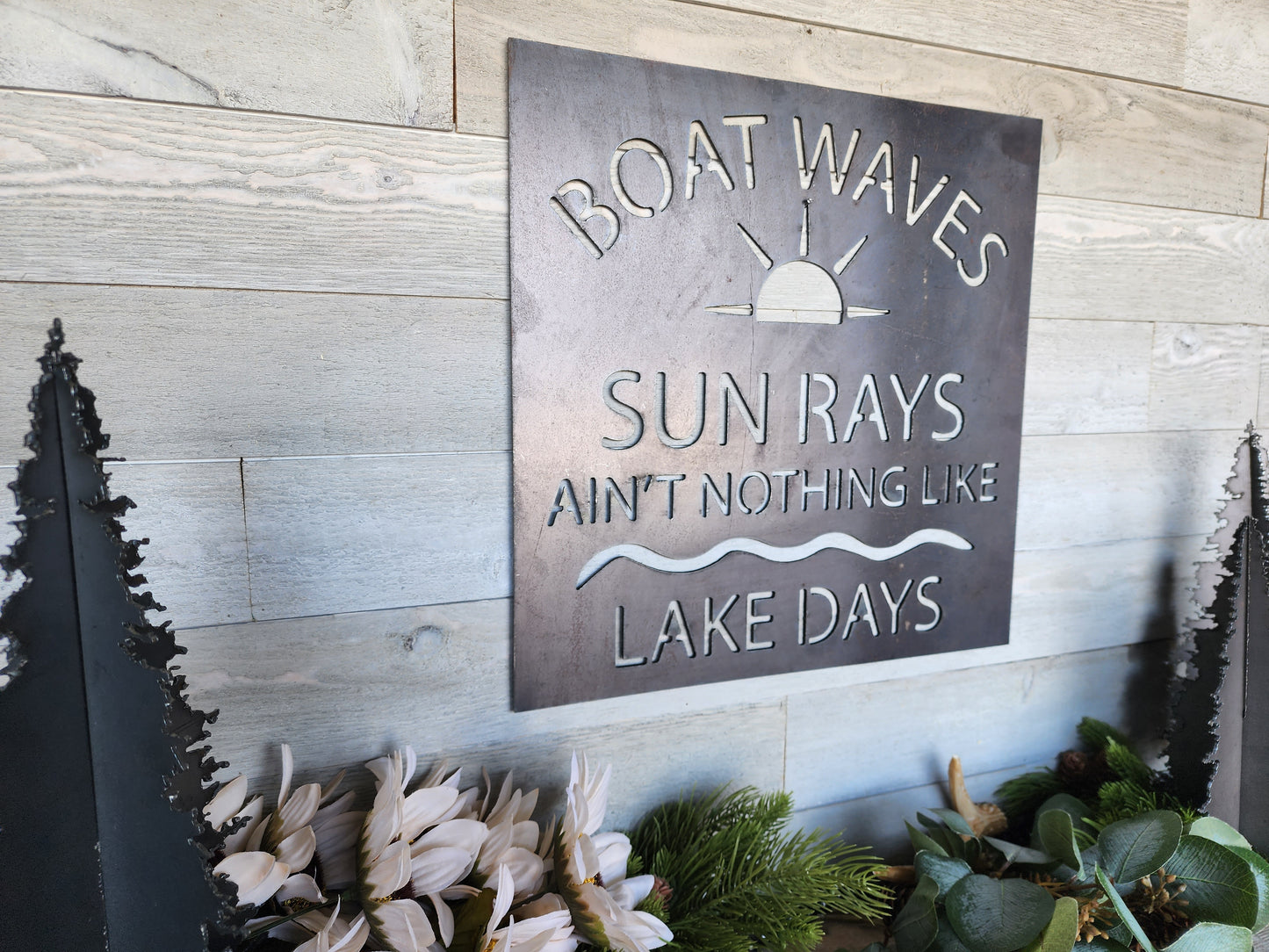 Boat Waves and Lake Days Metal Sign, Lake Cabin Sign, Outdoor Lake Decor