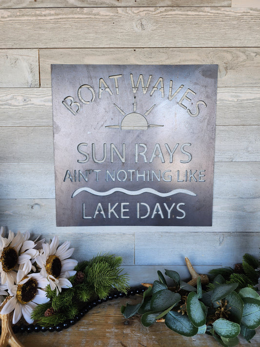 Boat Waves and Lake Days Metal Sign, Lake Cabin Sign, Outdoor Lake Decor