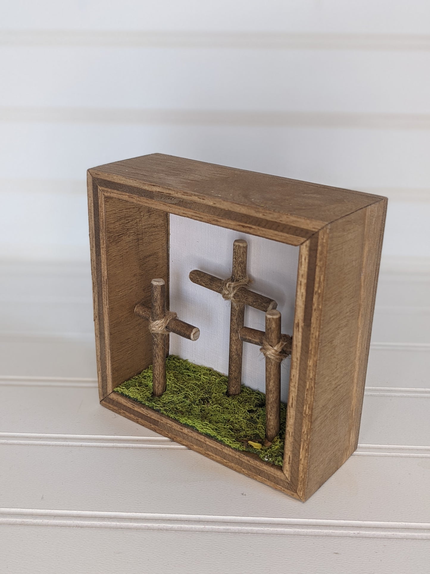 Three Wooden Crosses Shadow Box