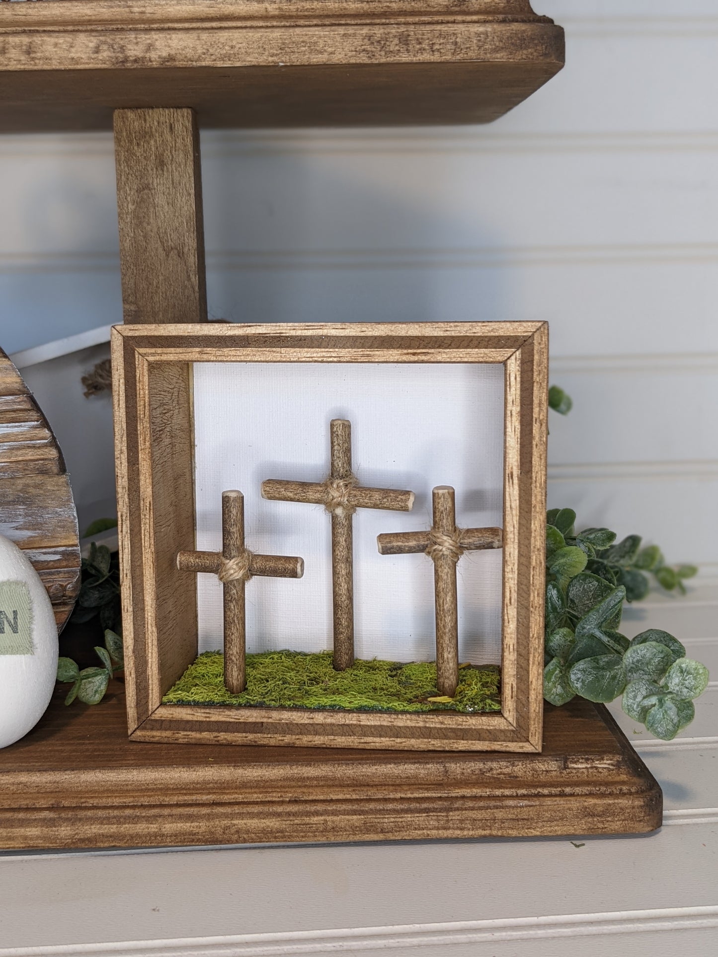 Three Wooden Crosses Shadow Box