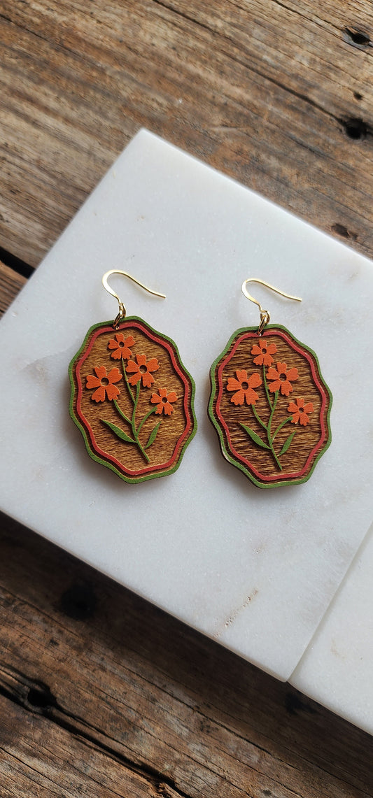 Wood Spring Daisey Earrings