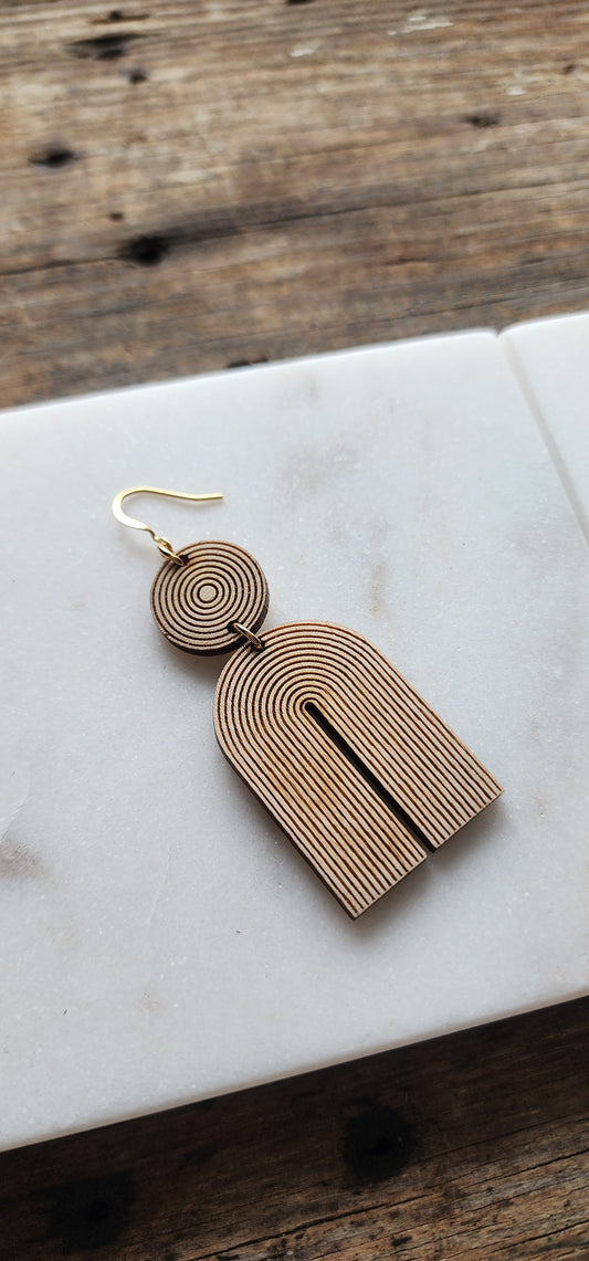Lightweight ,Arch Line Wood Earrings