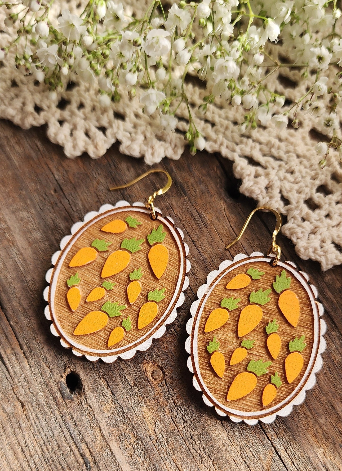 Carrot Earrings, Spring Earring, Easter Jewelry, Wood Earrings