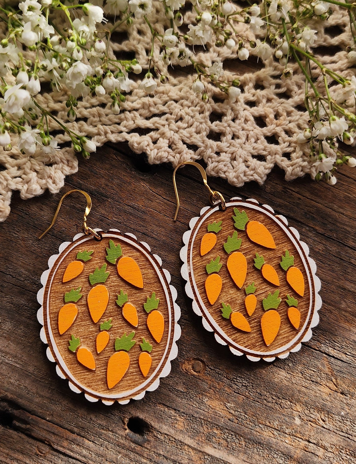 Carrot Earrings, Spring Earring, Easter Jewelry, Wood Earrings