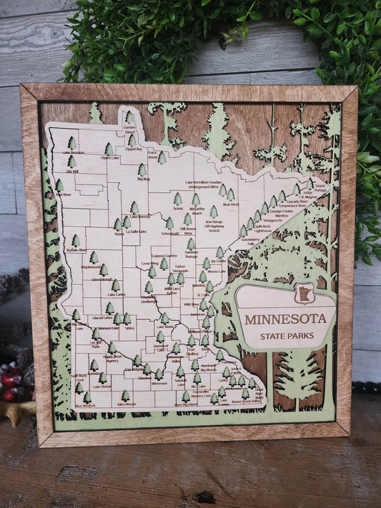 Minnesota State Park Travel Map, MN State Park Tracker Map, Travel Tracker