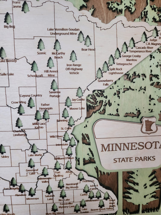 Minnesota State Park Travel Map, MN State Park Tracker Map, Travel Tracker