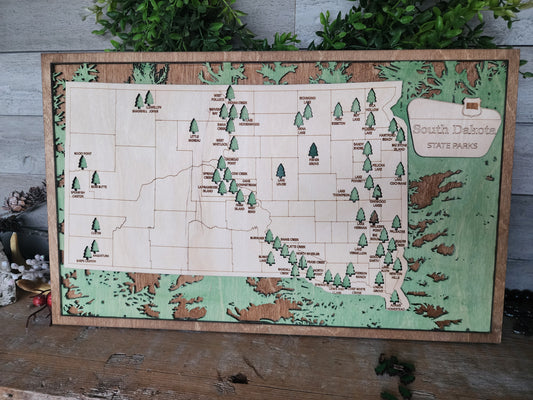 South Dakota State Park Travel Map, MN State Park Tracker Map, Travel Tracker