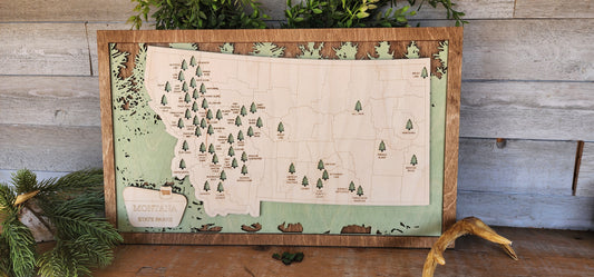 Montana State Park Travel Map, MT State Park Tracker Map, Travel Tracker