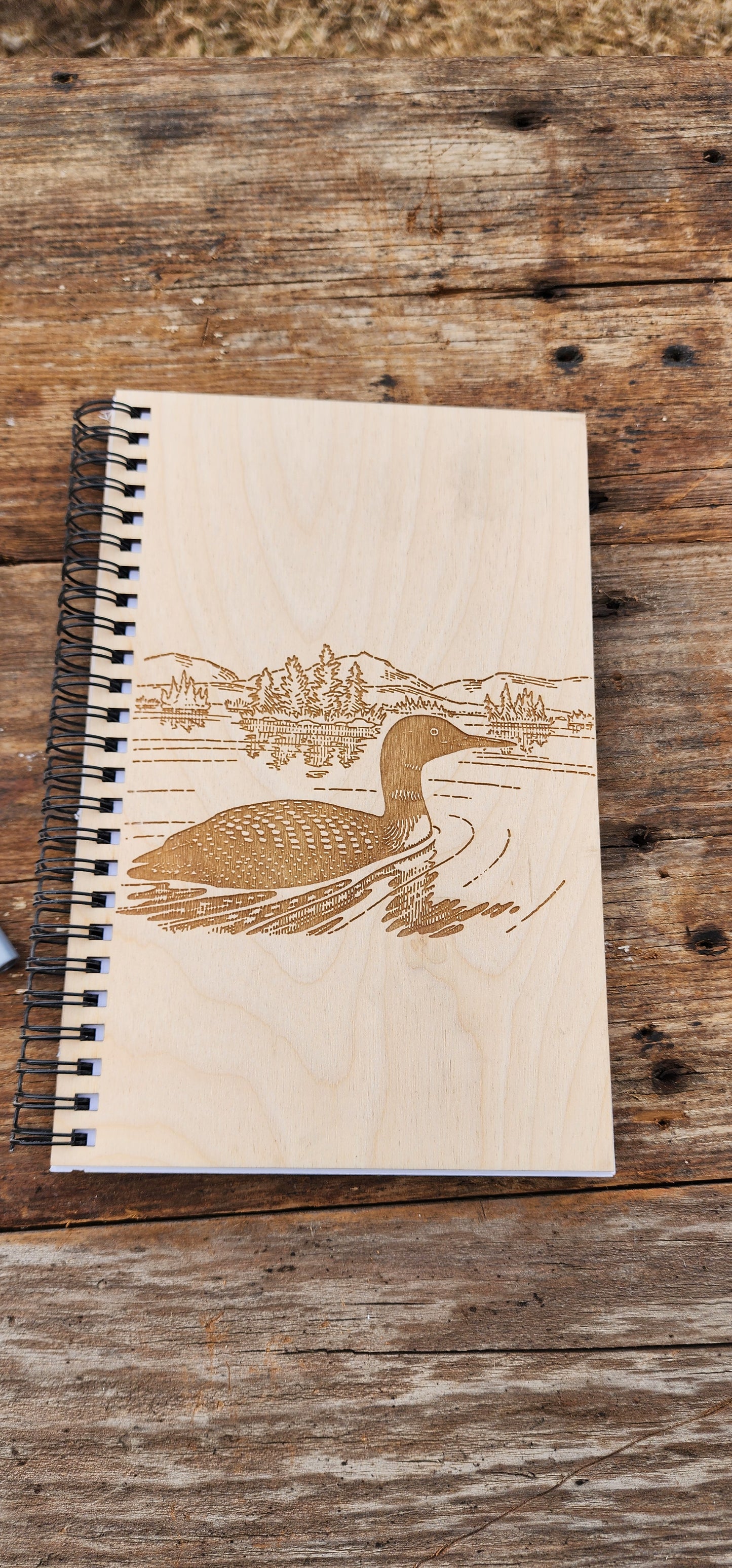 Loon Notebook, Sketchbook, Spiral Bound, Blank Pages, Dot Grid Journal, Lake Memories Book