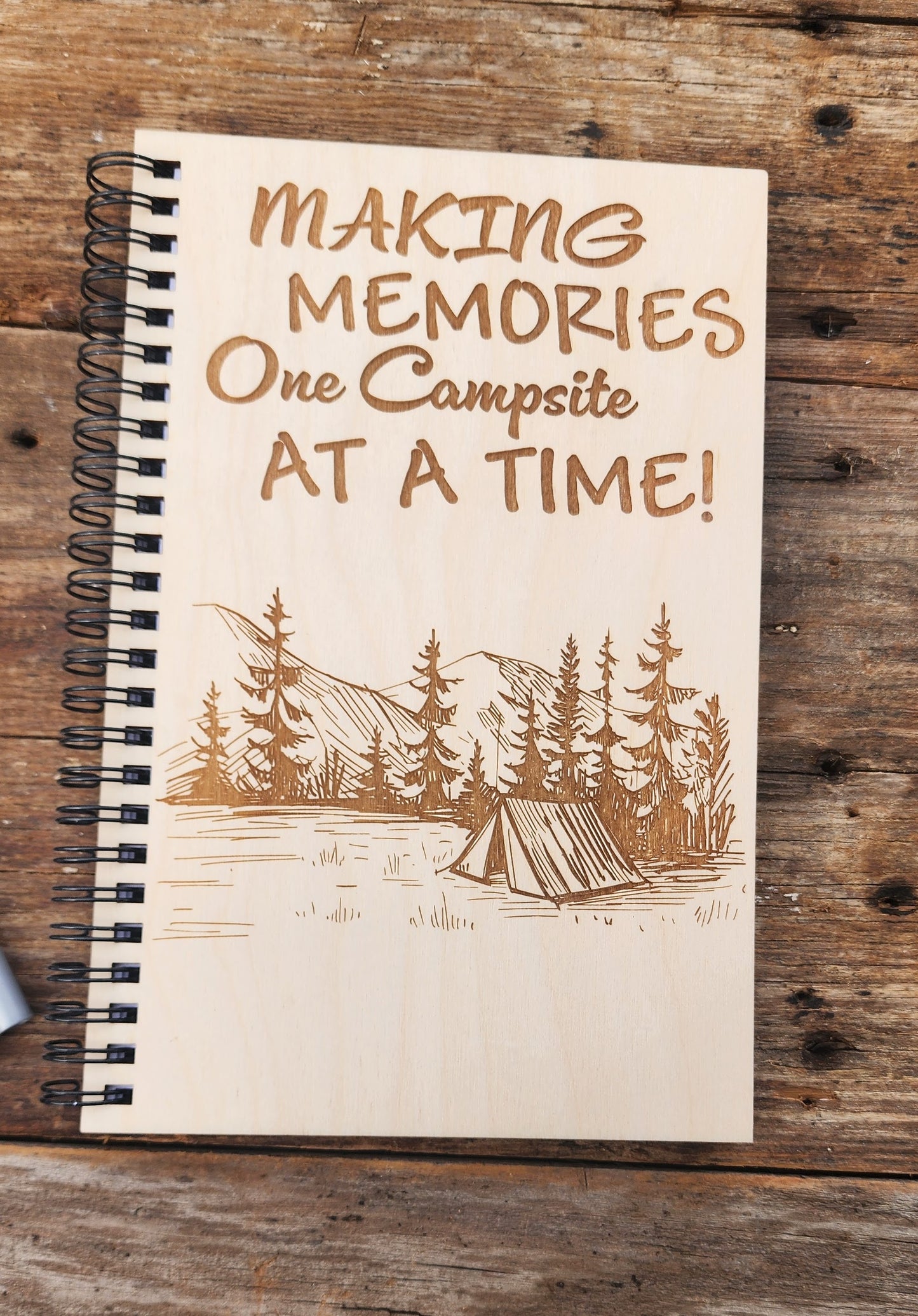 Camping Journal, Travel Notebook, Personalized Notebook, Sketchbook, Spiral Bound, Blank Pages, Dot Grid