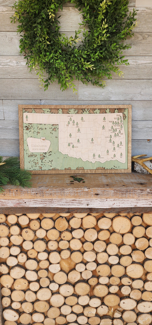 Oklahoma State Park Travel Map, OK State Park Tracker Map, Travel Tracker, Family Car Game, Park Ranger Gift