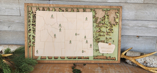 Wyoming State Parks, WY Travel Gifts, Park Ranger Gifts, Fathers Day Gift, State Park Travel Tracker