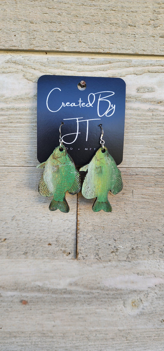 Wood Crappie Fish Earring