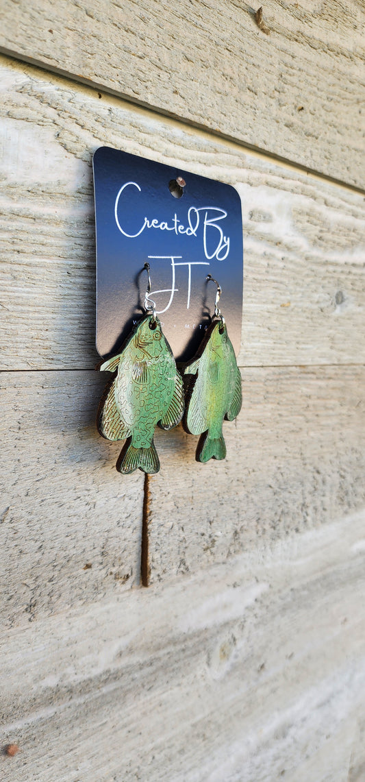 Wood Crappie Fish Earring