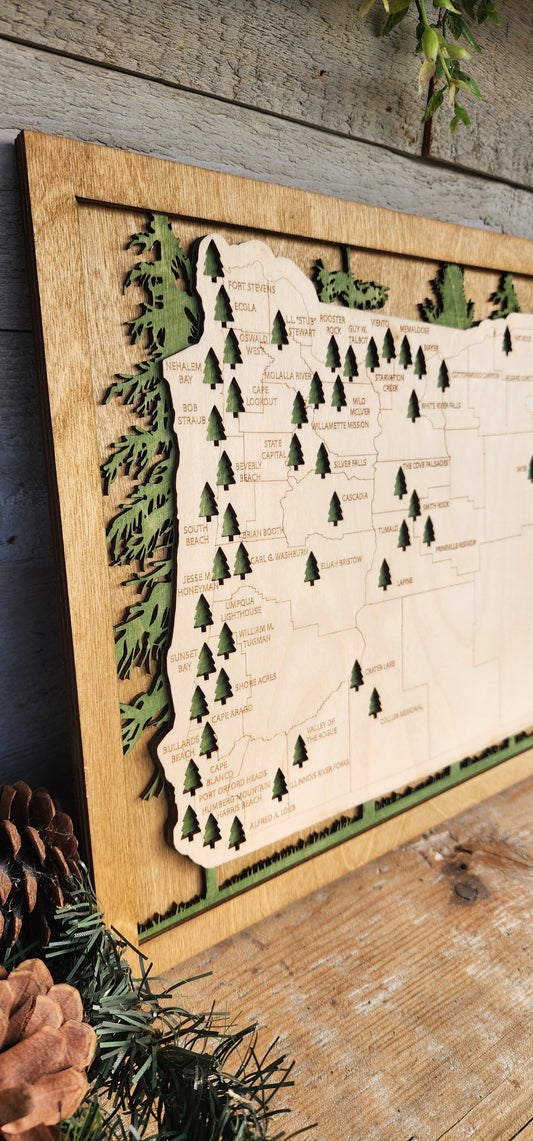 Oregon State Park Map, State Park Tracker, Park Ranger Gift, Hiking Gift, State Park Lover Gift