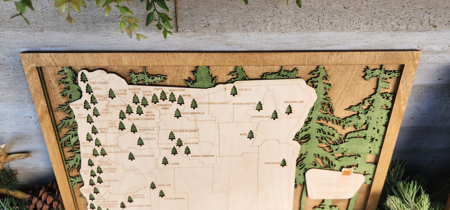 Oregon State Park Map, State Park Tracker, Park Ranger Gift, Hiking Gift, State Park Lover Gift