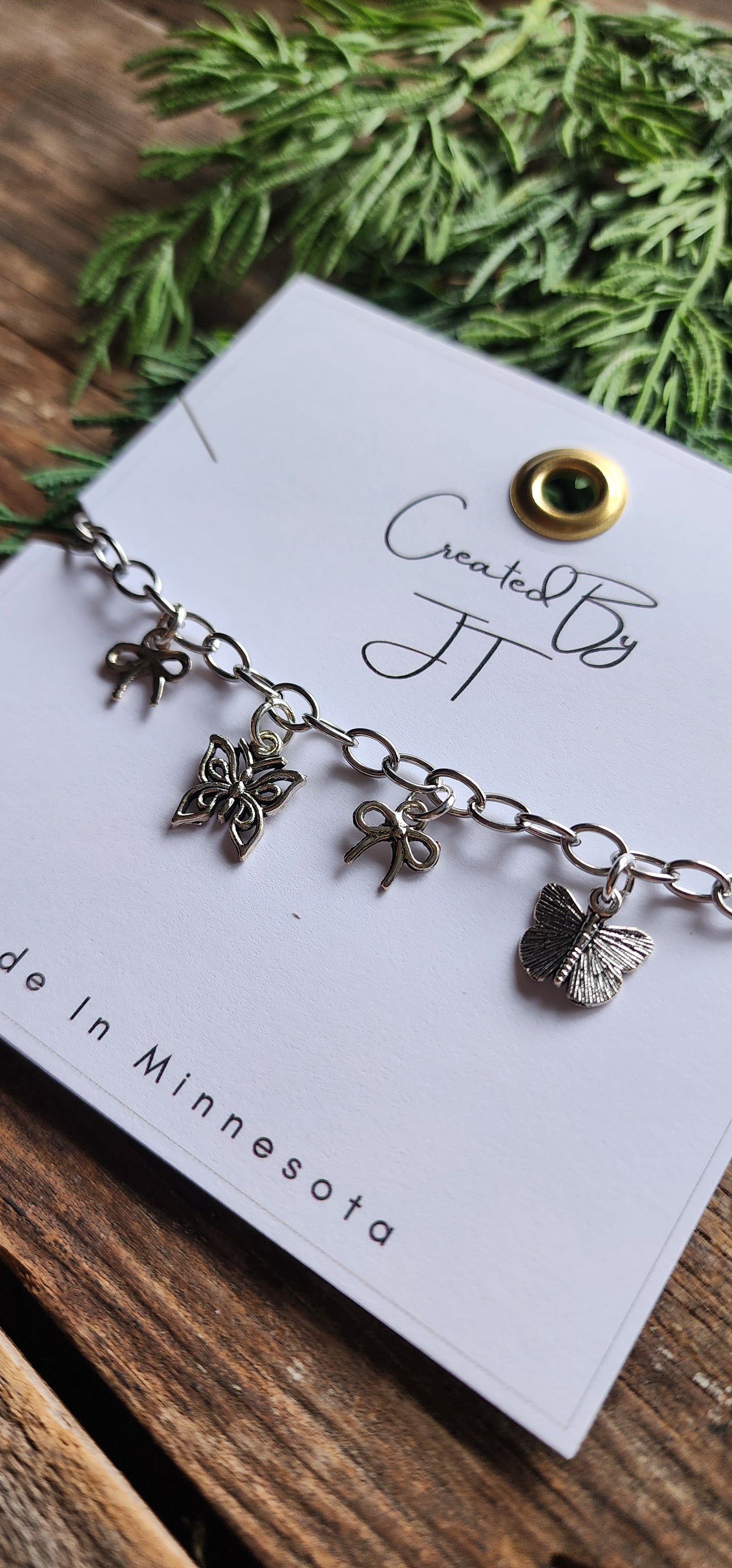 Adjustable Silver Butterfly Charm Bracelet