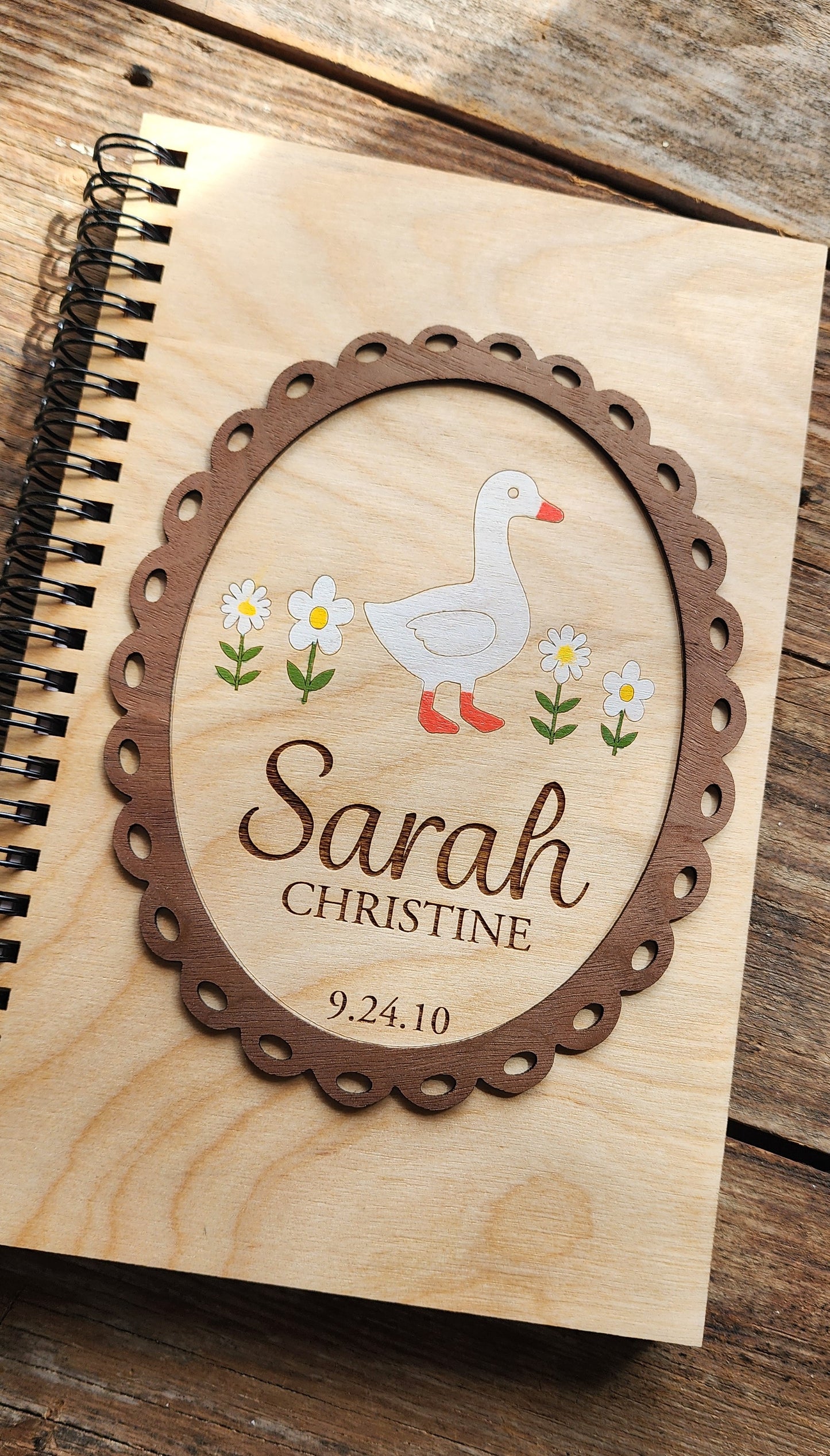 Personalized Goose, Travel Notebook, Personalized Notebook, Sketchbook, Spiral Bound, Blank Pages, Dot Grid
