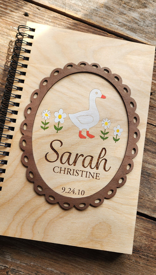 Personalized Goose, Travel Notebook, Personalized Notebook, Sketchbook, Spiral Bound, Blank Pages, Dot Grid