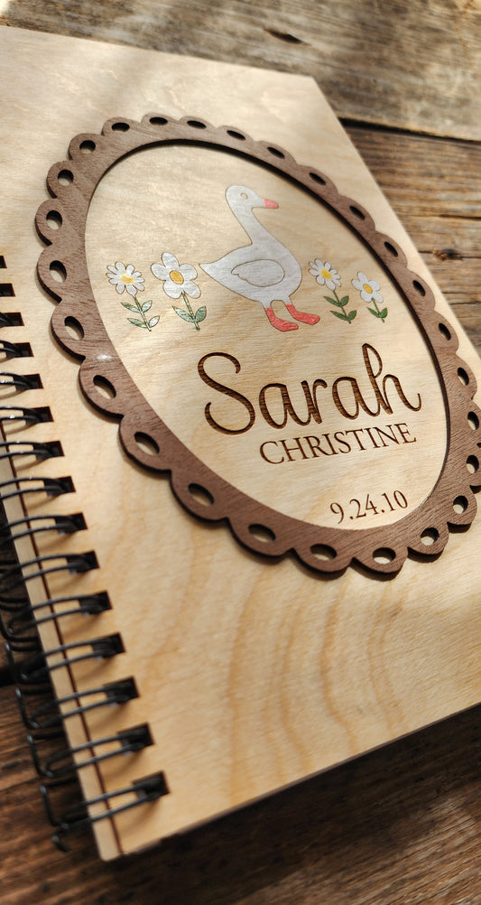 Personalized Goose, Travel Notebook, Personalized Notebook, Sketchbook, Spiral Bound, Blank Pages, Dot Grid