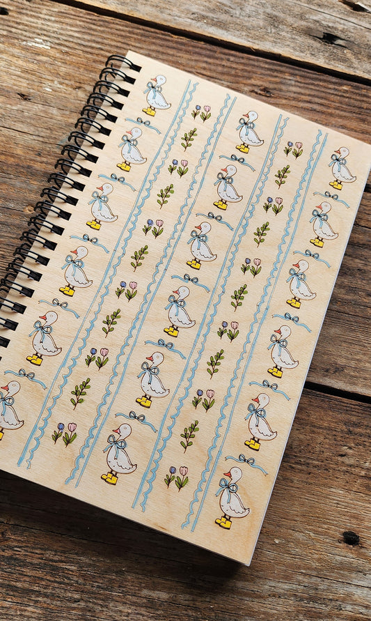 Goose Journal, Travel Notebook, Personalized Notebook, Sketchbook, Spiral Bound, Blank Pages, Dot Grid