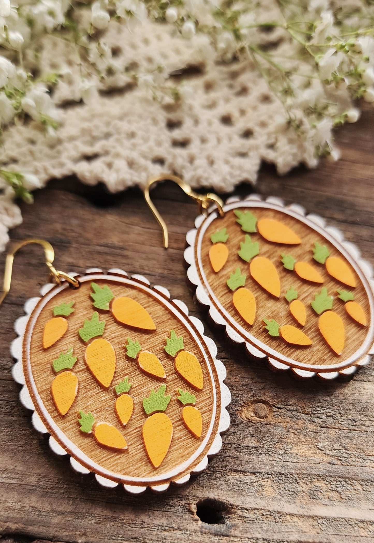 Carrot Earrings, Spring Earring, Easter Jewelry, Wood Earrings