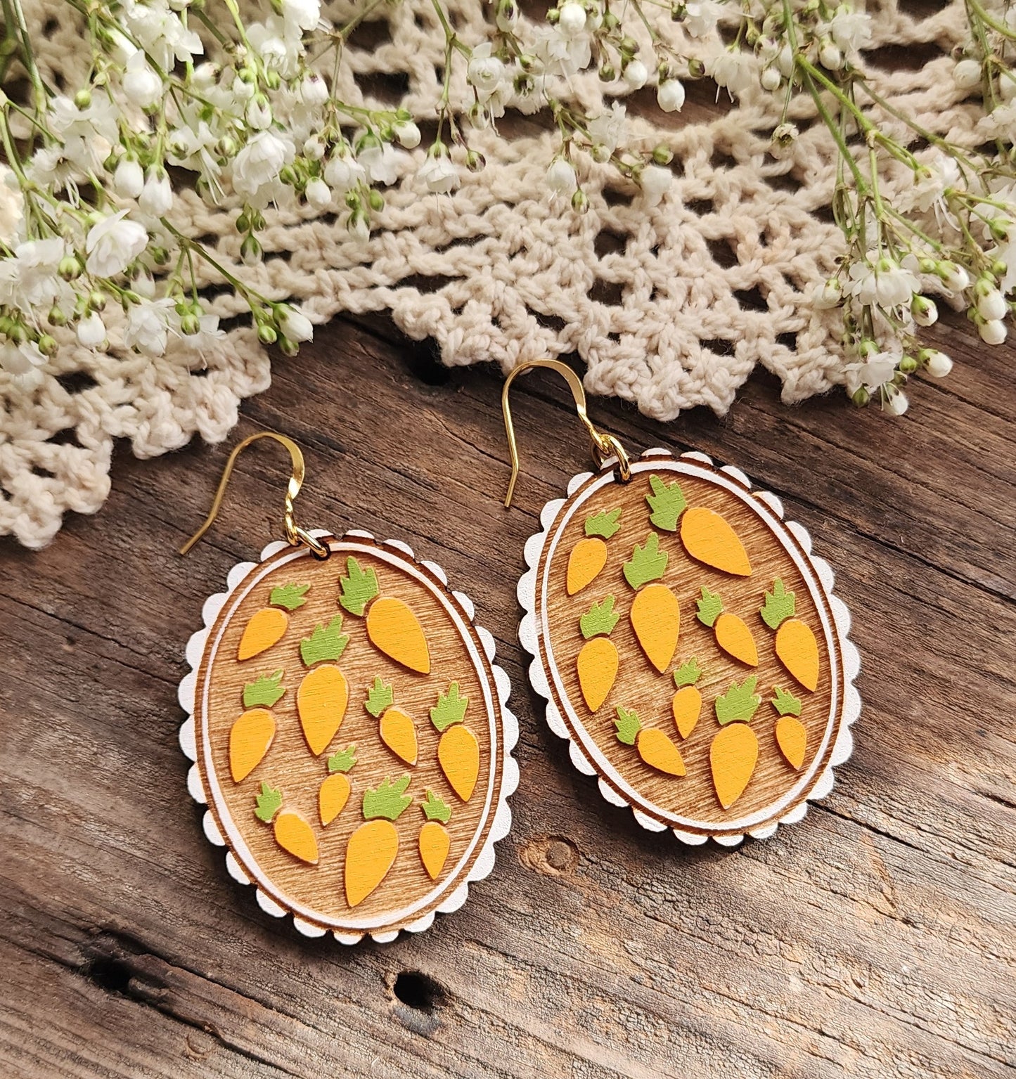 Carrot Earrings, Spring Earring, Easter Jewelry, Wood Earrings