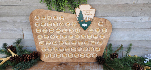 National Park Wooden Coin Tracker, National Parks Travel Tracker, National Parks Marker,  US Travel Map, Travel Home Decor