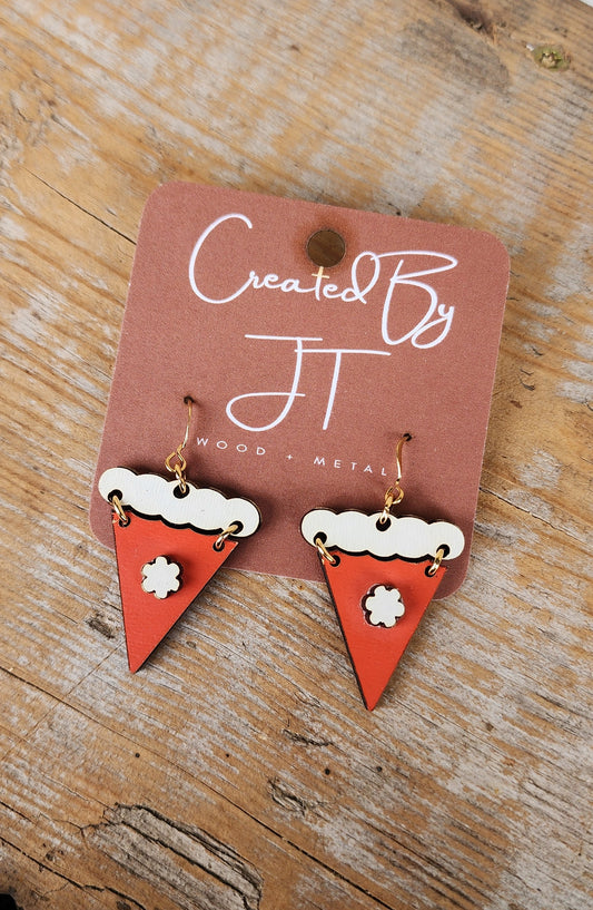 Pumpkin Pie Wood Earrings, Thanksgiving Earrings, Pie Earrings, Lightweight Earrings