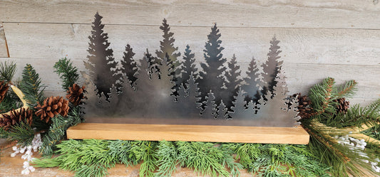 Two Layer Metal Pine Trees, Evergreen Metal Trees