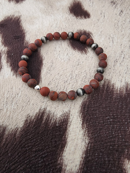 Red Agate Gemstone Stackable Bracelet